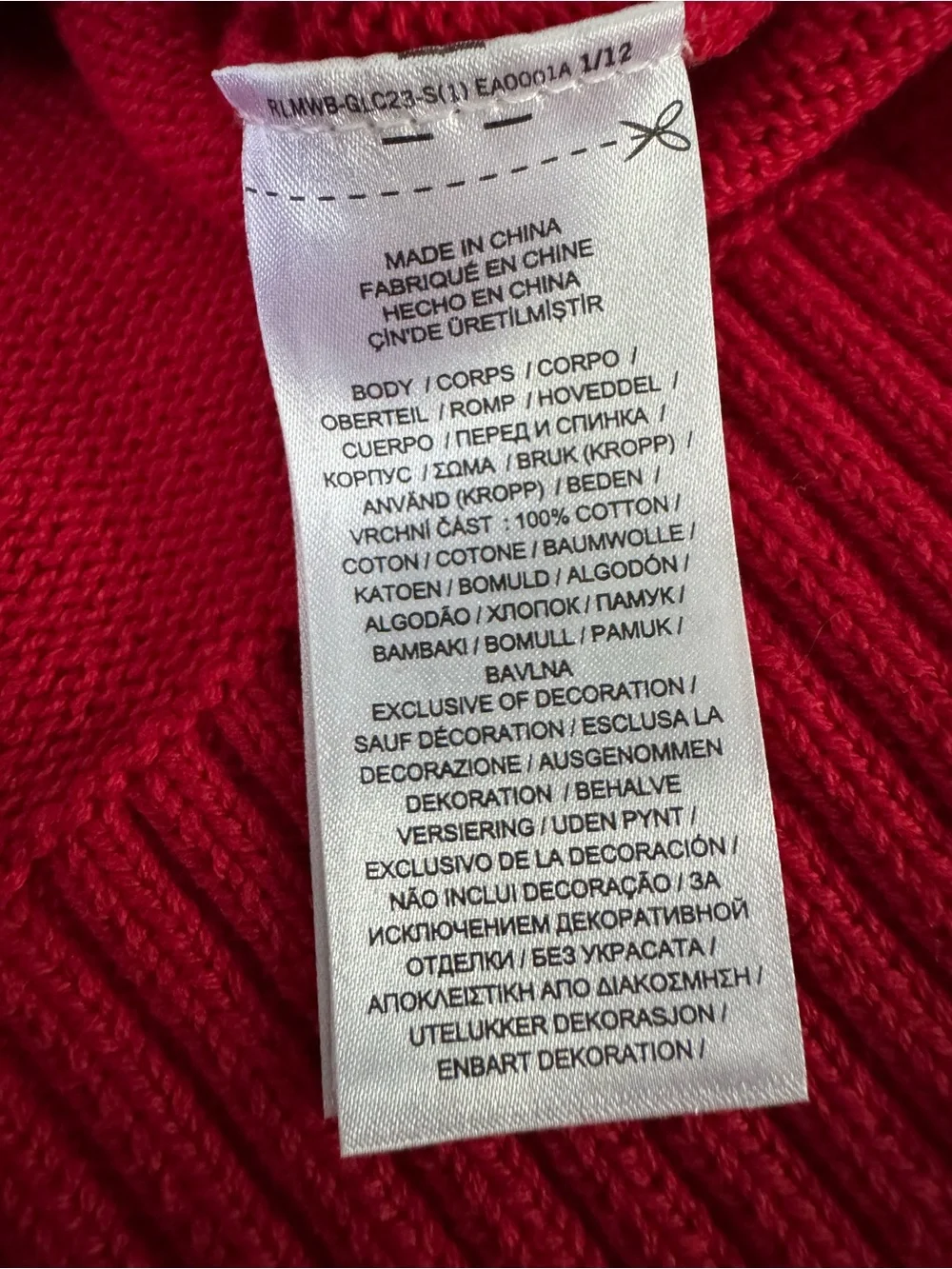 Ralph Lauren Red Crewneck Sweater with Gold Crest